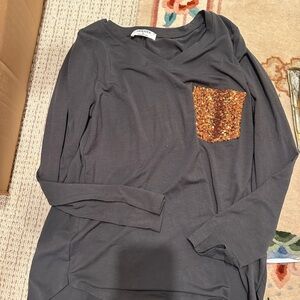 Zenana Outfitters Dark Gray Long Sleeve Top